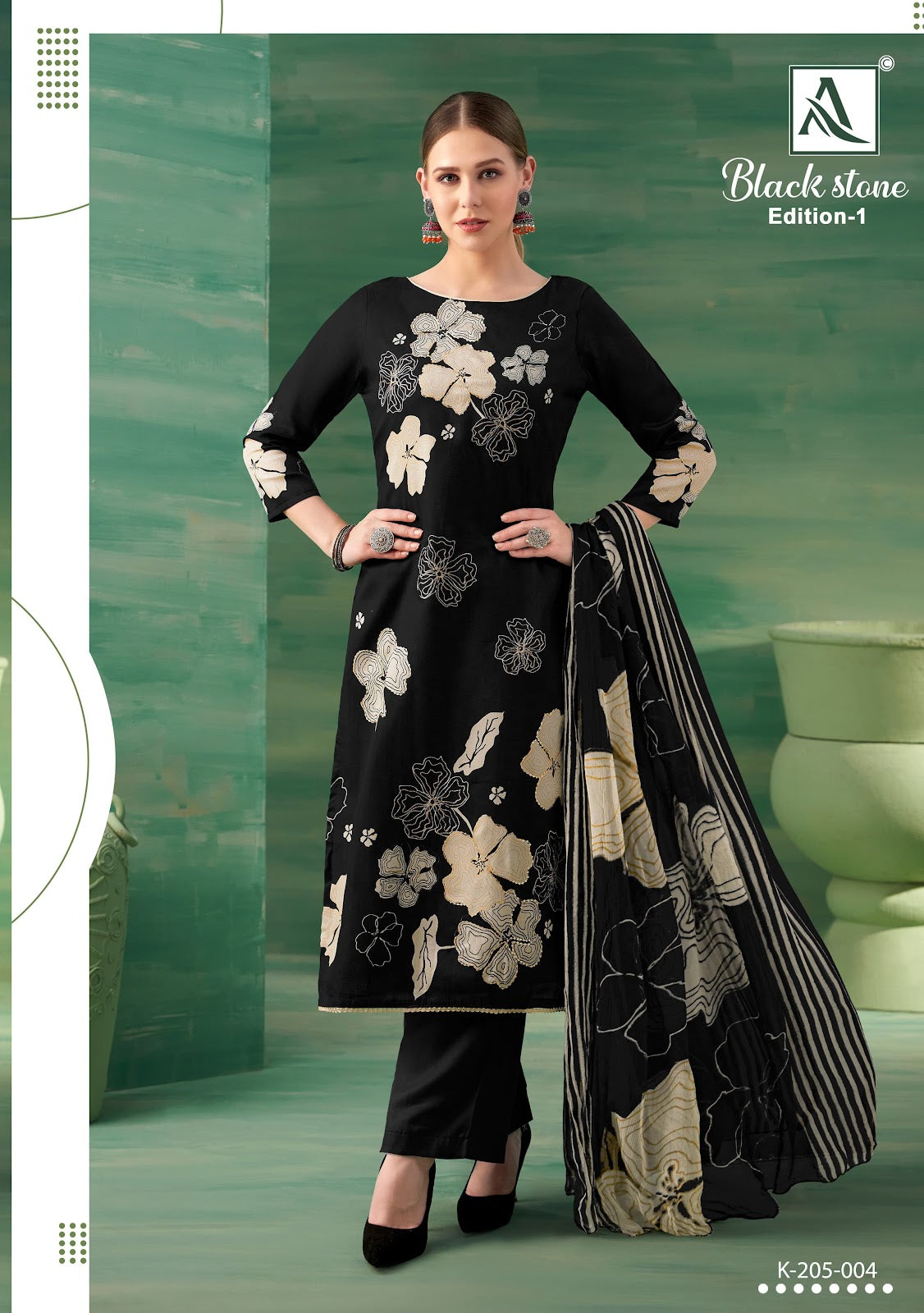 Black Stone Edition 1 Alok Zam Karachi Salwar Suits Wholesale Rate