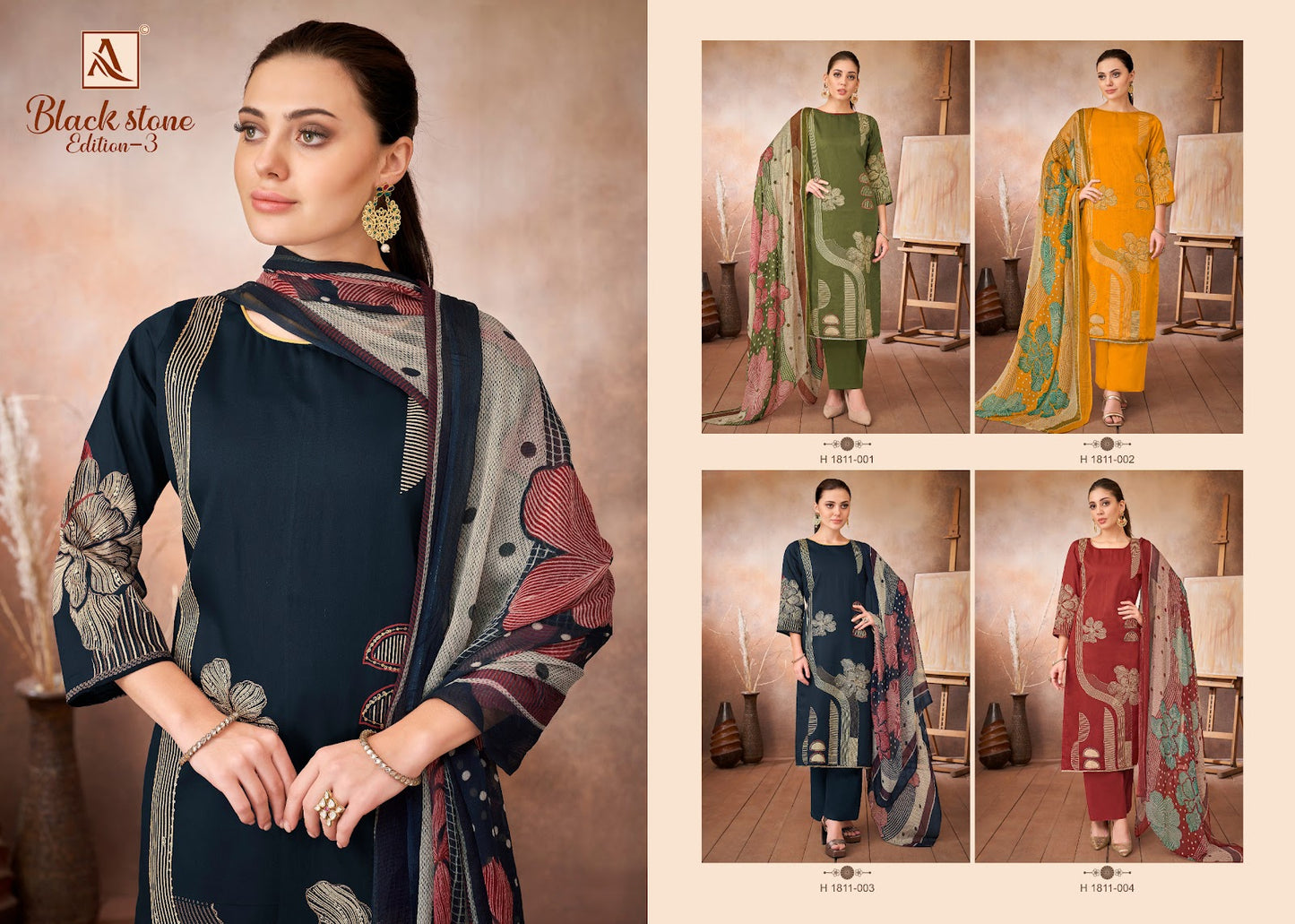 Black Stone Edition 3 Alok Zam Karachi Salwar Suits Wholesale Price