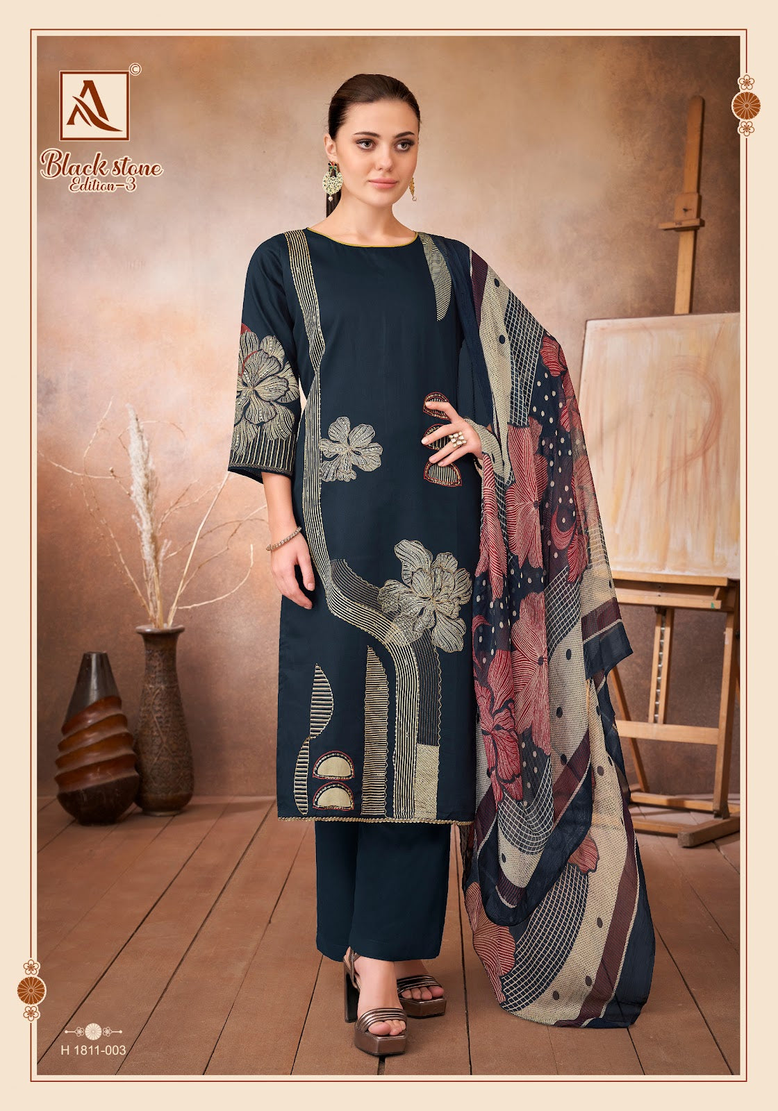 Black Stone Edition 3 Alok Zam Karachi Salwar Suits Wholesale Price