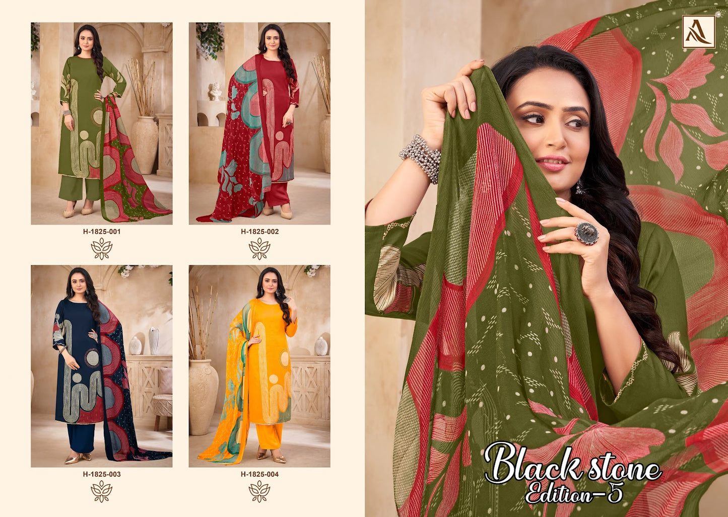 Black Stone Edition 5 Alok Zam Karachi Salwar Suits Supplier India