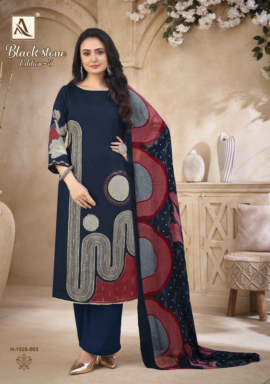 ब्लैक स्टोन एडिशन 5 आलोक ज़म कराची सलवार सूट सप्लायर भारत