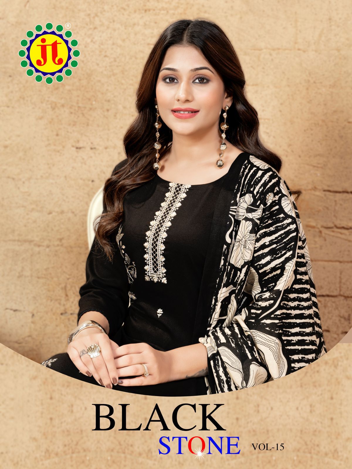 Black Stone Vol 15 Jt Rayon Pant Style Suits Exporter Ahmedabad