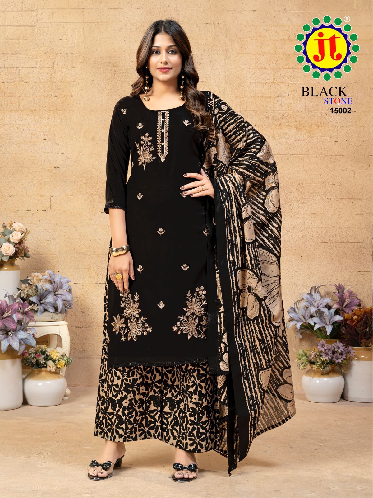 Black Stone Vol 15 Jt Rayon Pant Style Suits Exporter Ahmedabad