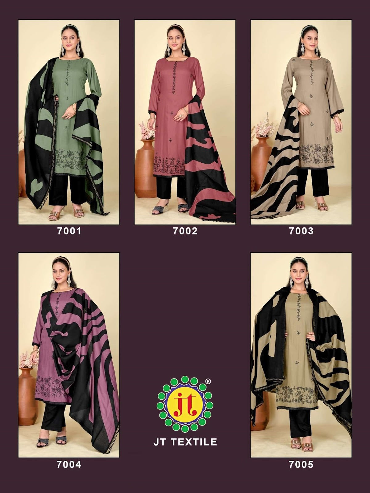 Black Stone Vol 7 Jt Rayon Plazzo Style Suits Supplier Ahmedabad