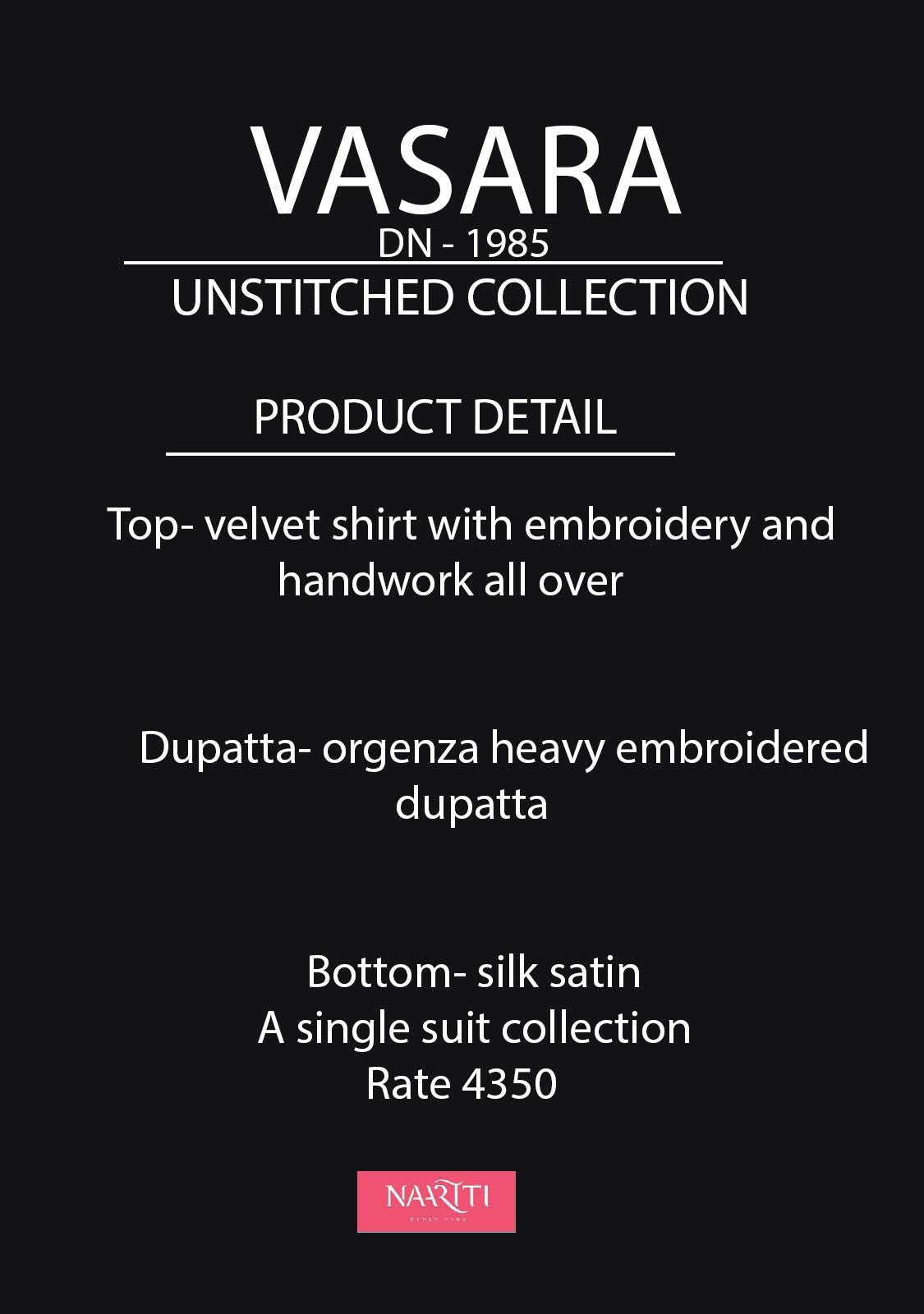 Black Vasara Naariti Velvet Pant Style Suits Supplier Ahmedabad