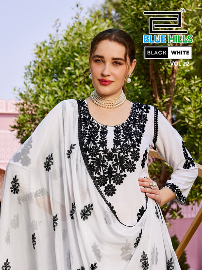 Black White Vol 22 Blue Hills Rayon 14Kg Readymade Plazzo Style Suits Manufacturer Gujarat