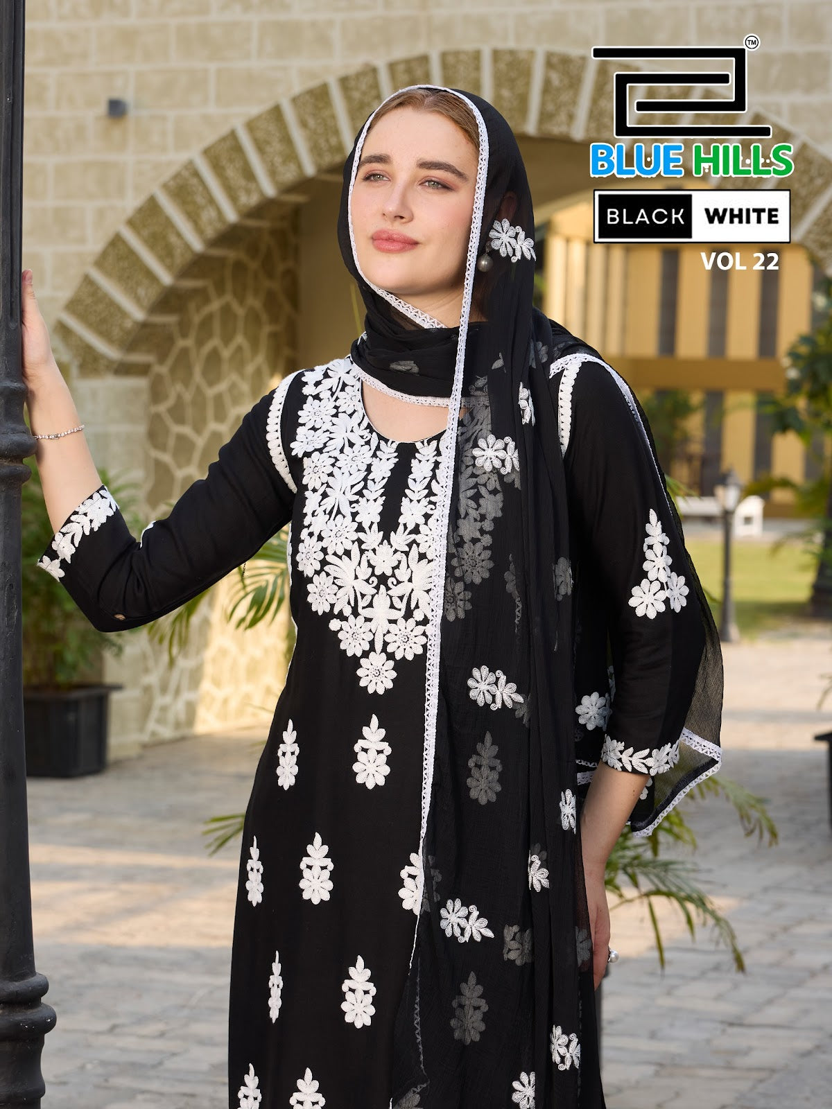 Black White Vol 22 Blue Hills Rayon 14Kg Readymade Plazzo Style Suits Manufacturer Gujarat