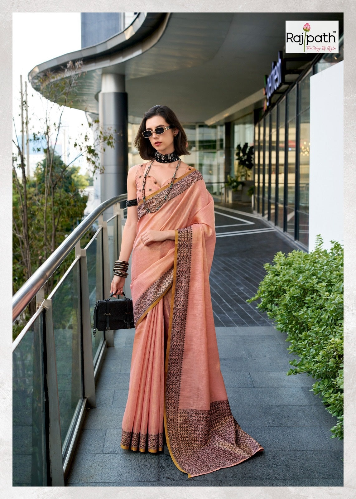 Blackberry Rajpath Linen Silk Sarees Manufacturer