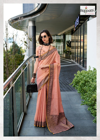 Blackberry Rajpath Linen Silk Sarees Manufacturer