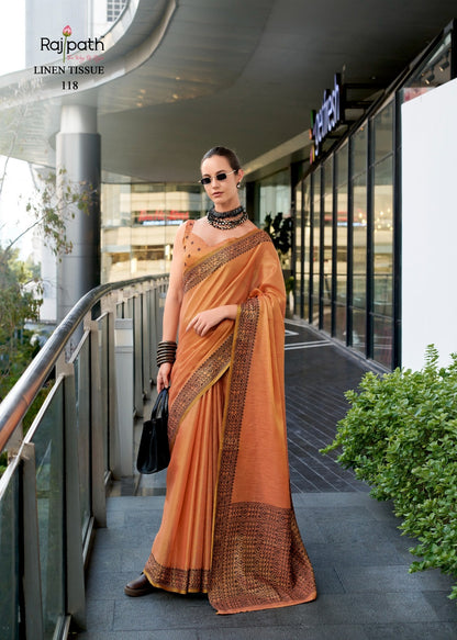 Blackberry Rajpath Linen Silk Sarees Manufacturer