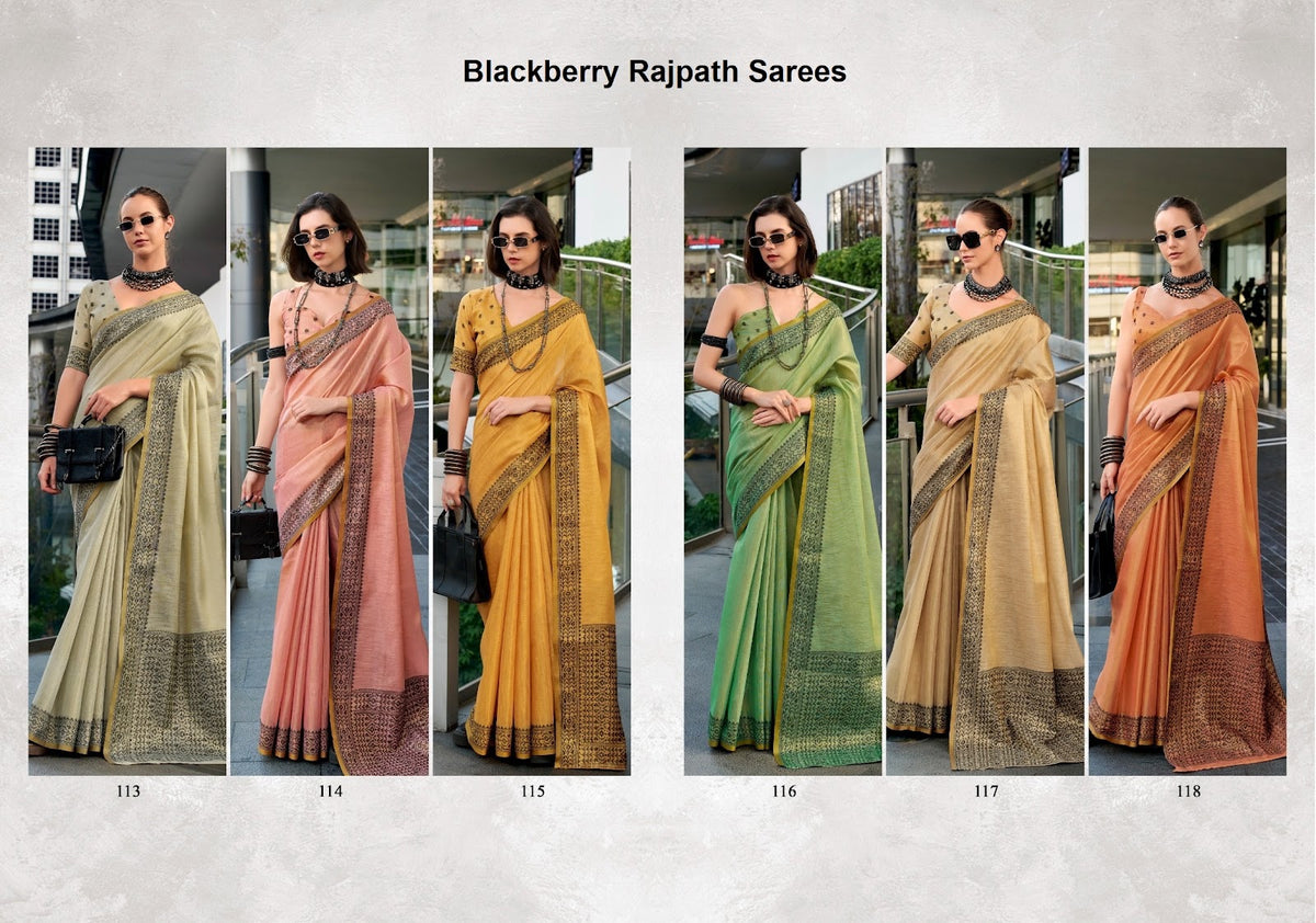 Blackberry Rajpath Linen Silk Sarees Manufacturer