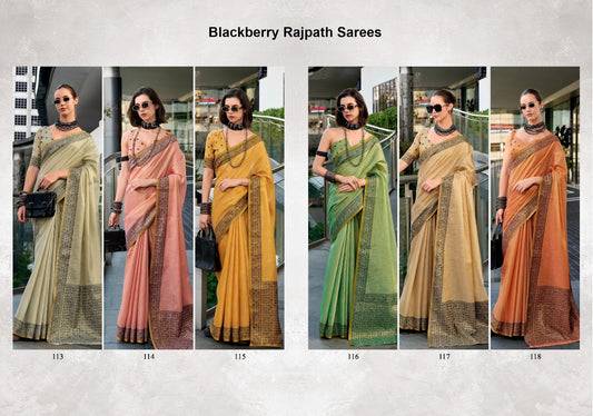 Blackberry Rajpath Linen Silk Sarees Manufacturer