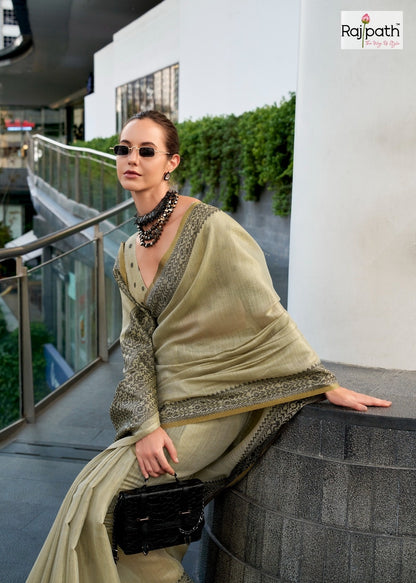 Blackberry Rajpath Linen Silk Sarees Manufacturer