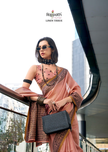 Blackberry Rajpath Linen Silk Sarees Manufacturer