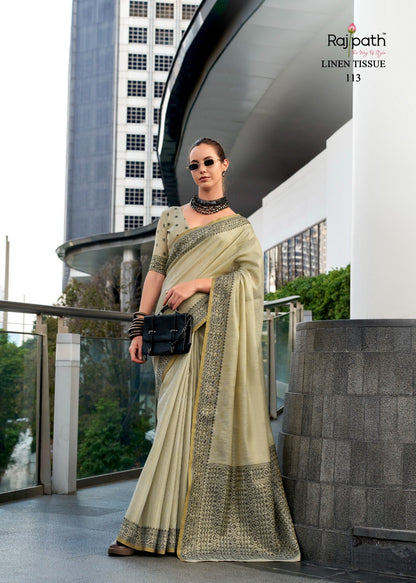 Blackberry Rajpath Linen Silk Sarees Manufacturer