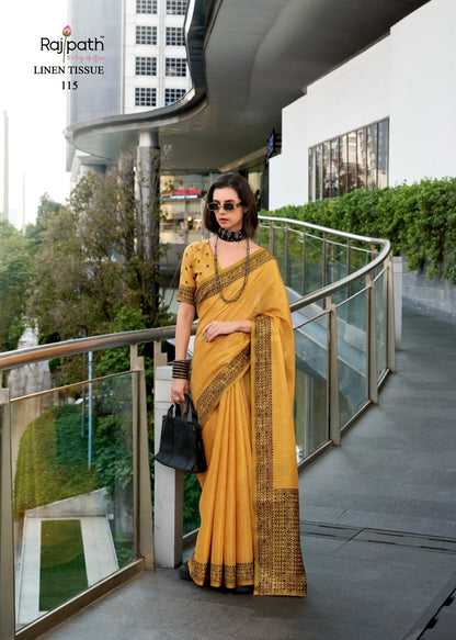 Blackberry Rajpath Linen Silk Sarees Manufacturer