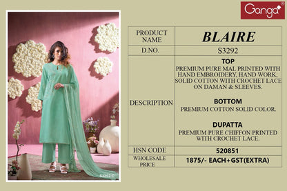 Blaire 3292 Ganga Mal Plazzo Style Suits Exporter Gujarat