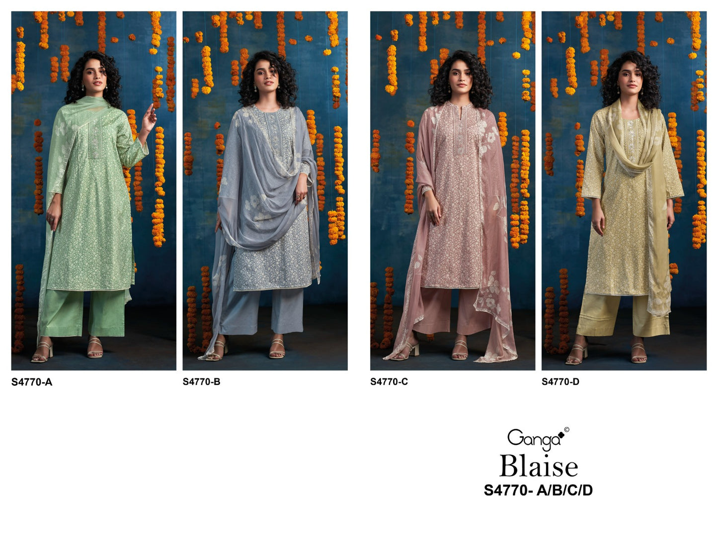 Blaise 4770 Ganga Cotton Plazzo Style Suits Exporter India