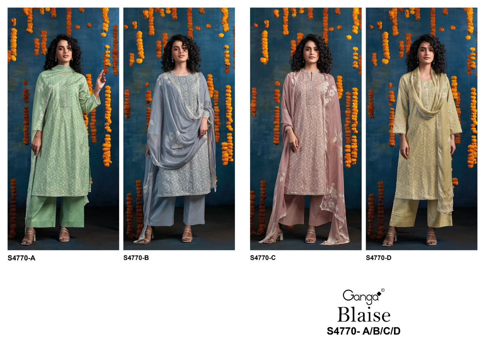 Blaise 4770 Ganga Cotton Plazzo Style Suits Exporter India