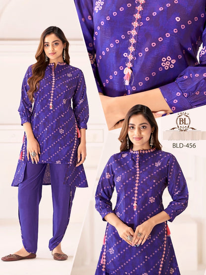 Bld 455-458 Bl Silk Kurti Bottom Set Supplier Gujarat