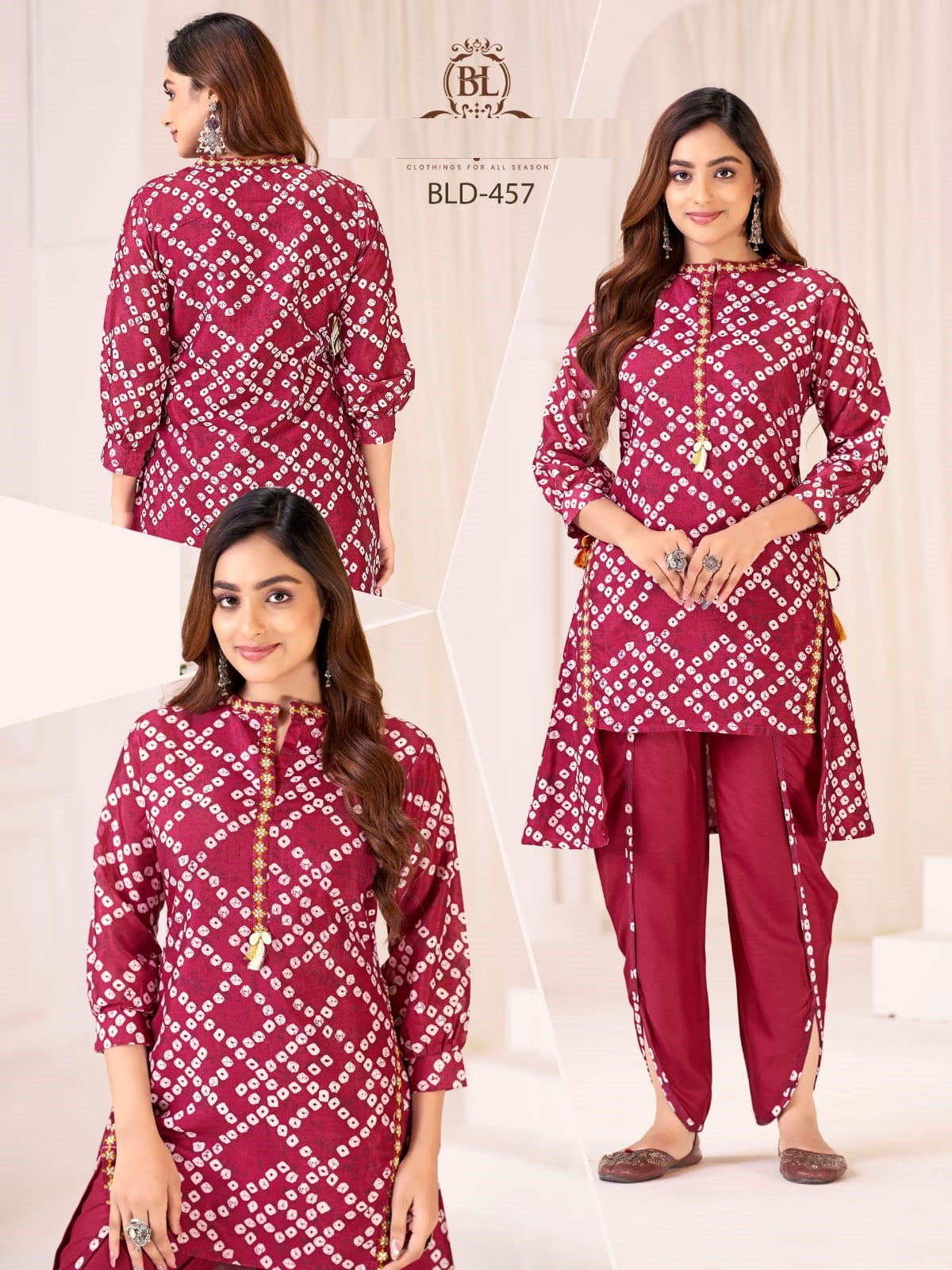 Bld 455-458 Bl Silk Kurti Bottom Set Supplier Gujarat