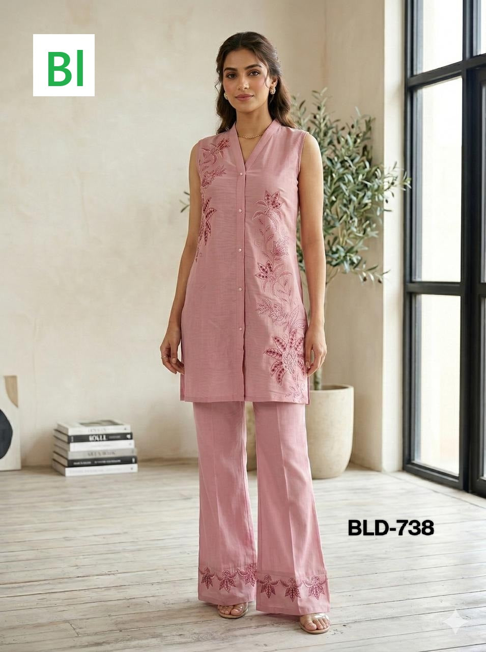 Bld 738-741 Bl Chanderi Co Ord Set Exporter Gujarat