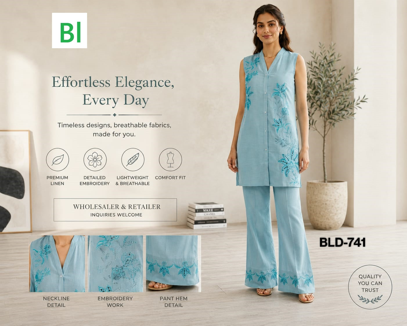 Bld 738-741 Bl Chanderi Co Ord Set Exporter Gujarat