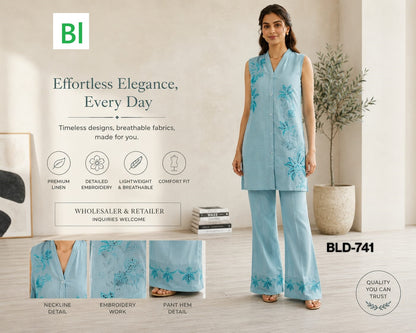 Bld 738-741 Bl Chanderi Co Ord Set Exporter Gujarat