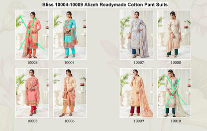 Bliss 10004-10009 Alizeh Readymade Cotton Pant Suits Wholesale