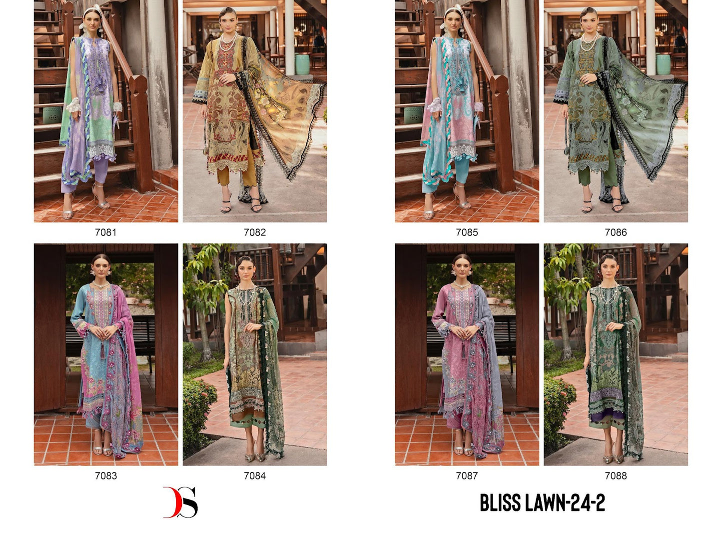 Bliss Lawn 24-2 Deepsy Cotton Pakistani Patch Work Suits Exporter Gujarat