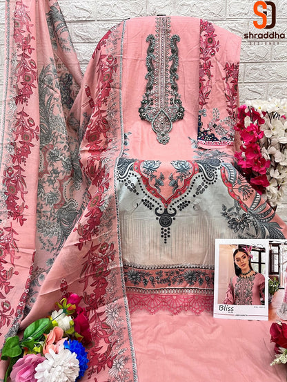 Bliss Vol 6 Shraddha Designer Lawn Cotton Pakistani Patch Work Suits Wholesaler Ahmedabad