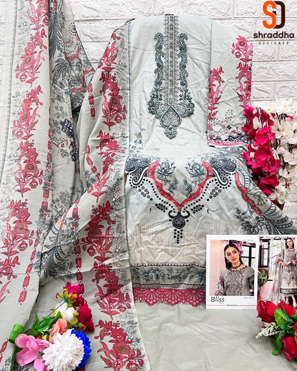 Bliss Vol 6 Shraddha Designer Lawn Cotton Pakistani Patch Work Suits Wholesaler Ahmedabad