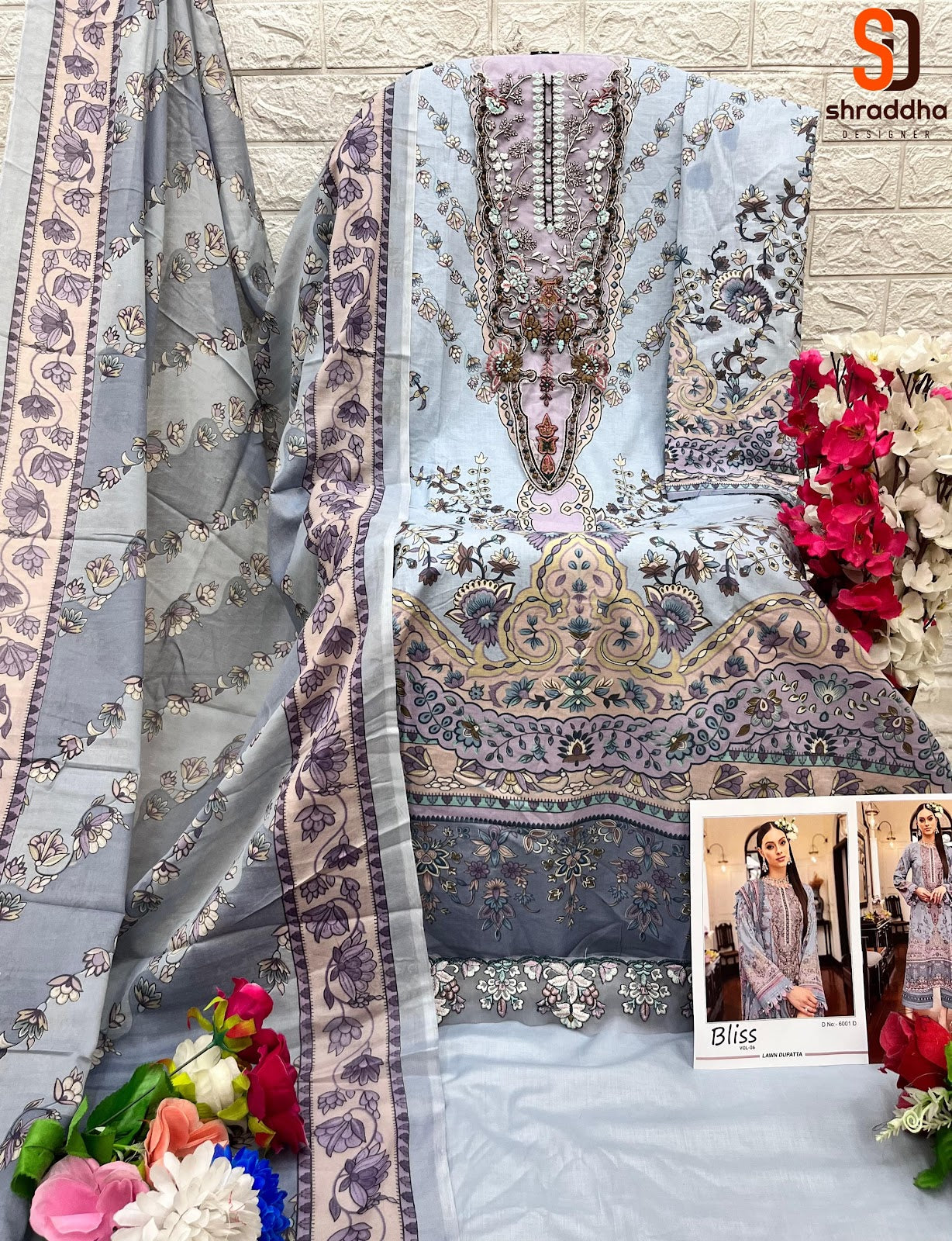 Bliss Vol 6 Shraddha Designer Lawn Cotton Pakistani Patch Work Suits Wholesaler Ahmedabad