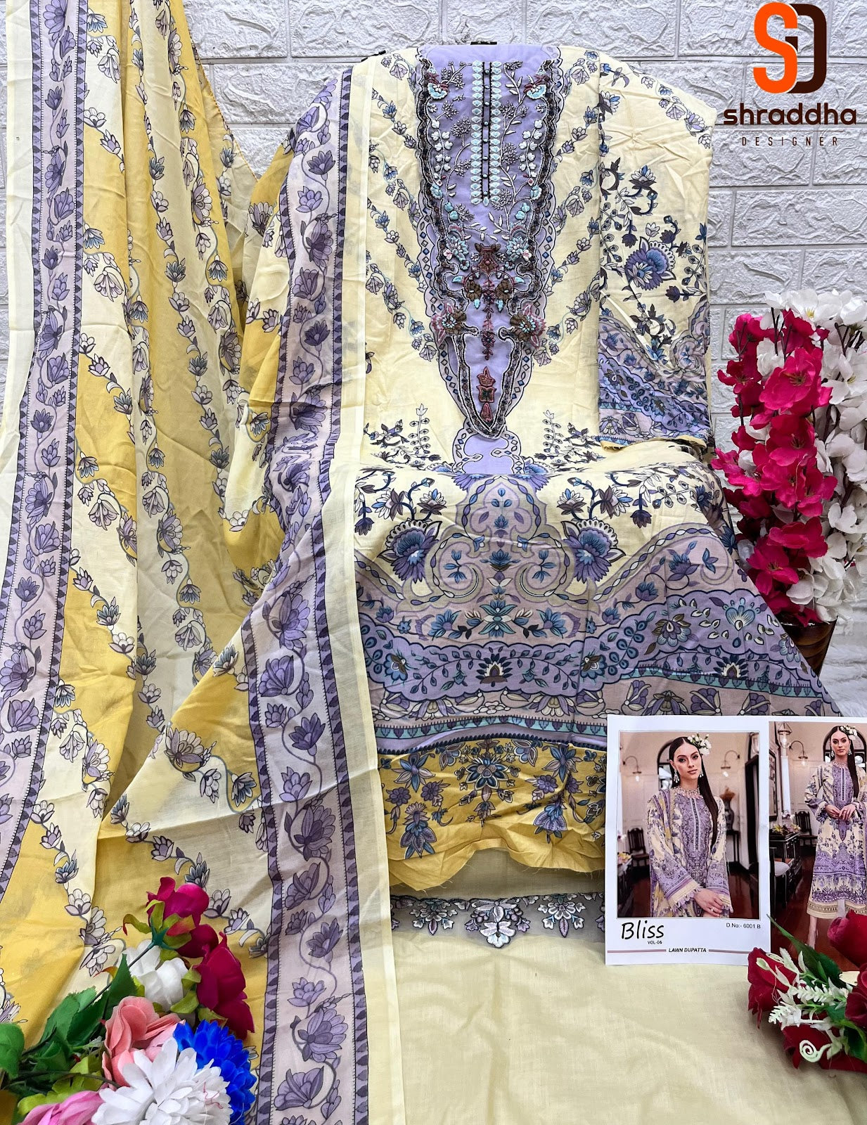 Bliss Vol 6 Shraddha Designer Lawn Cotton Pakistani Patch Work Suits Wholesaler Ahmedabad
