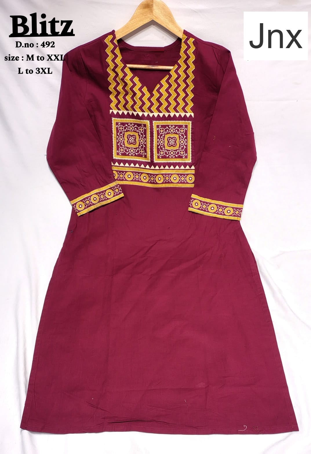 Blitz Jnx Dhabu Cotton Straight Cut Kurtis Exporter Ahmedabad