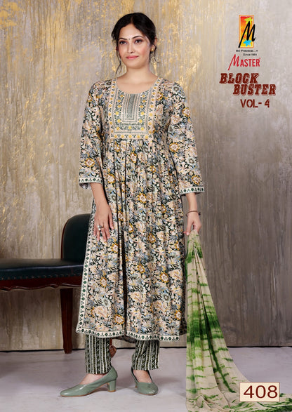 Block Buster Vol 4 Master Rayon Foil Readymade Pant Style Suits Exporter Gujarat