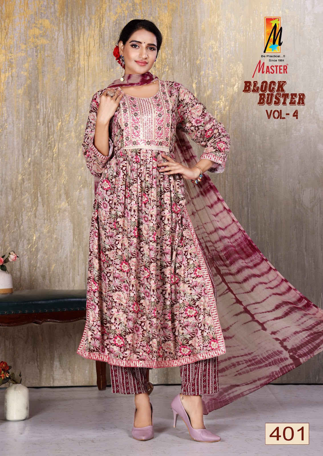 Block Buster Vol 4 Master Rayon Foil Readymade Pant Style Suits Exporter Gujarat
