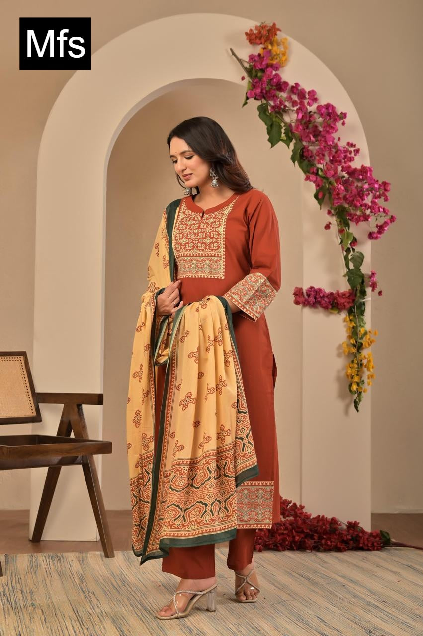 Block Print 1806 Mfs Readymade Cotton Pant Suits Wholesale Rate