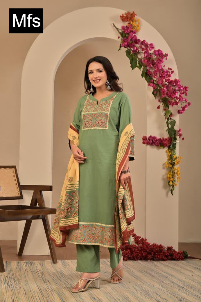 Block Print 1806 Mfs Readymade Cotton Pant Suits Wholesale Rate