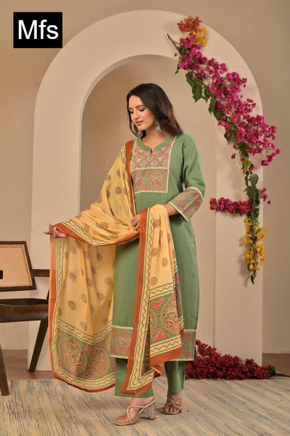 Block Print 1806 Mfs Readymade Cotton Pant Suits Wholesale Rate