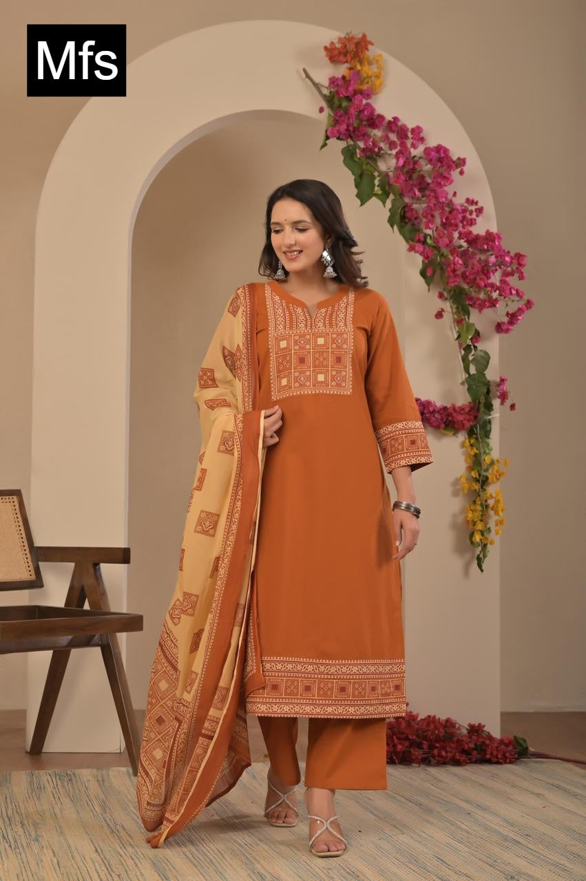 Block Print 1806 Mfs Readymade Cotton Pant Suits Wholesale Rate