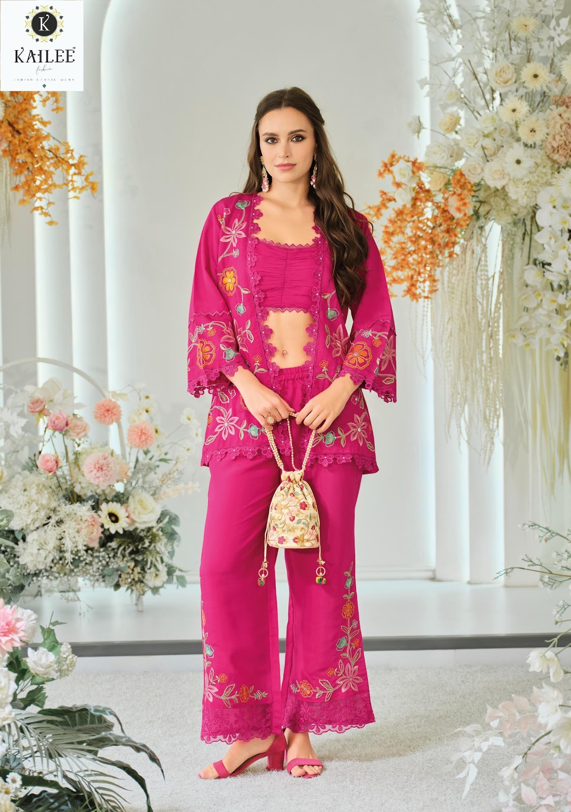 Bloom 2 Kailee Fashion Viscose Organza Indo Western Pair Wholesaler