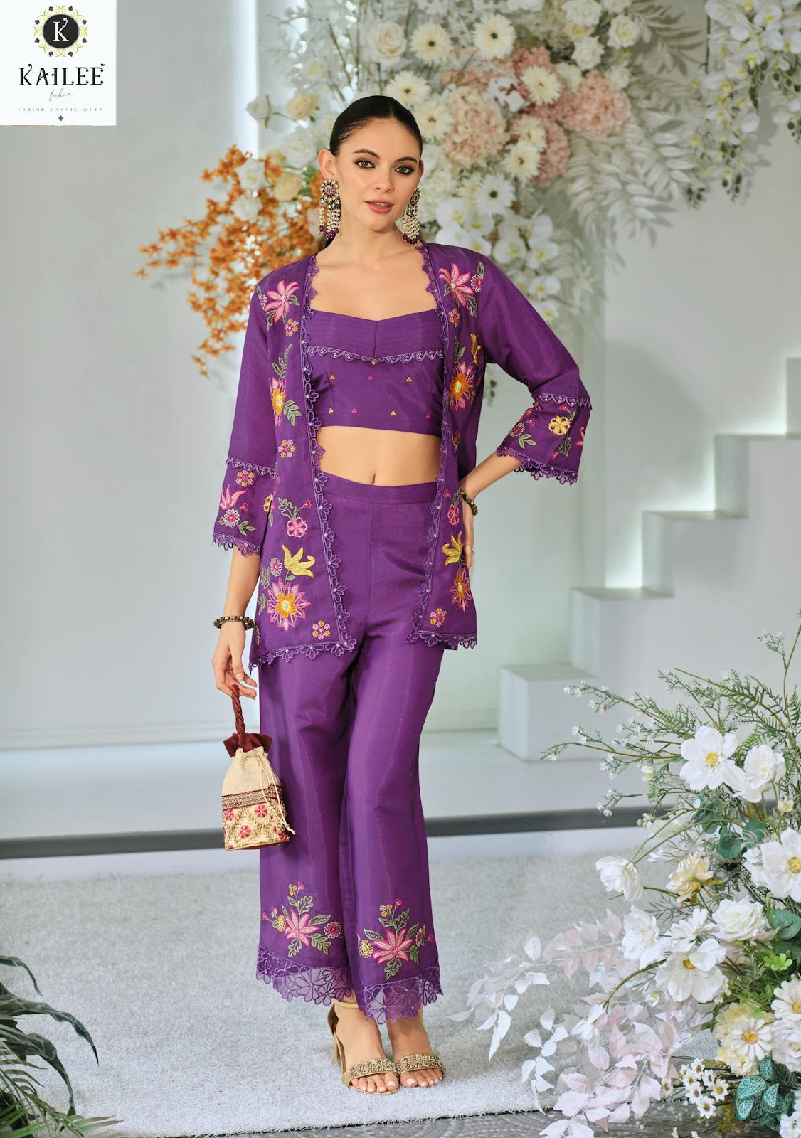 Bloom 2 Kailee Fashion Viscose Organza Indo Western Pair Wholesaler