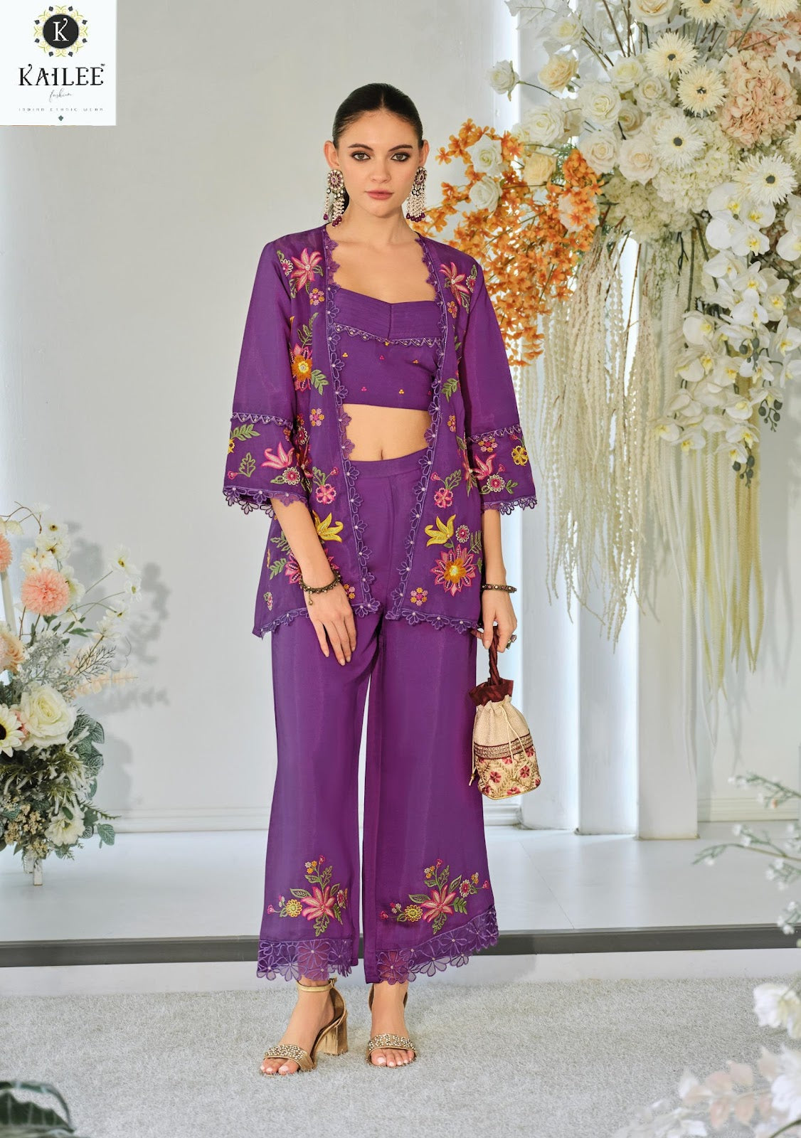 Bloom 2 Kailee Fashion Viscose Organza Indo Western Pair Wholesaler