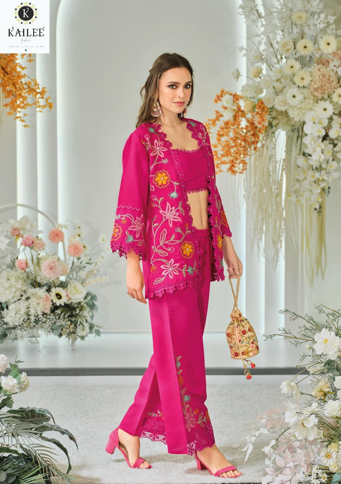 Bloom 2 Kailee Fashion Viscose Organza Indo Western Pair Wholesaler