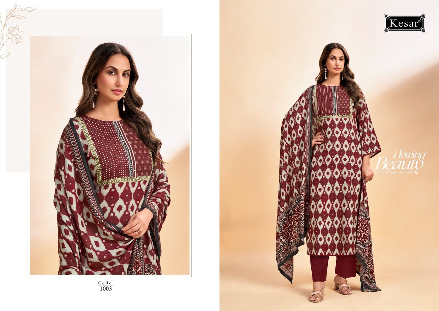 Bloom Kesar Pashmina Suits Exporter India