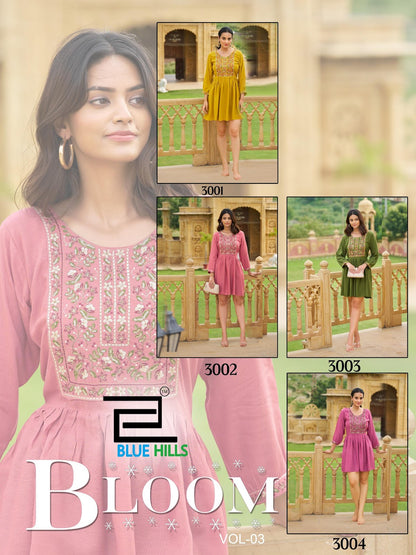 Bloom Vol 3 Blue Hills Rayon Designer Long Top Supplier India