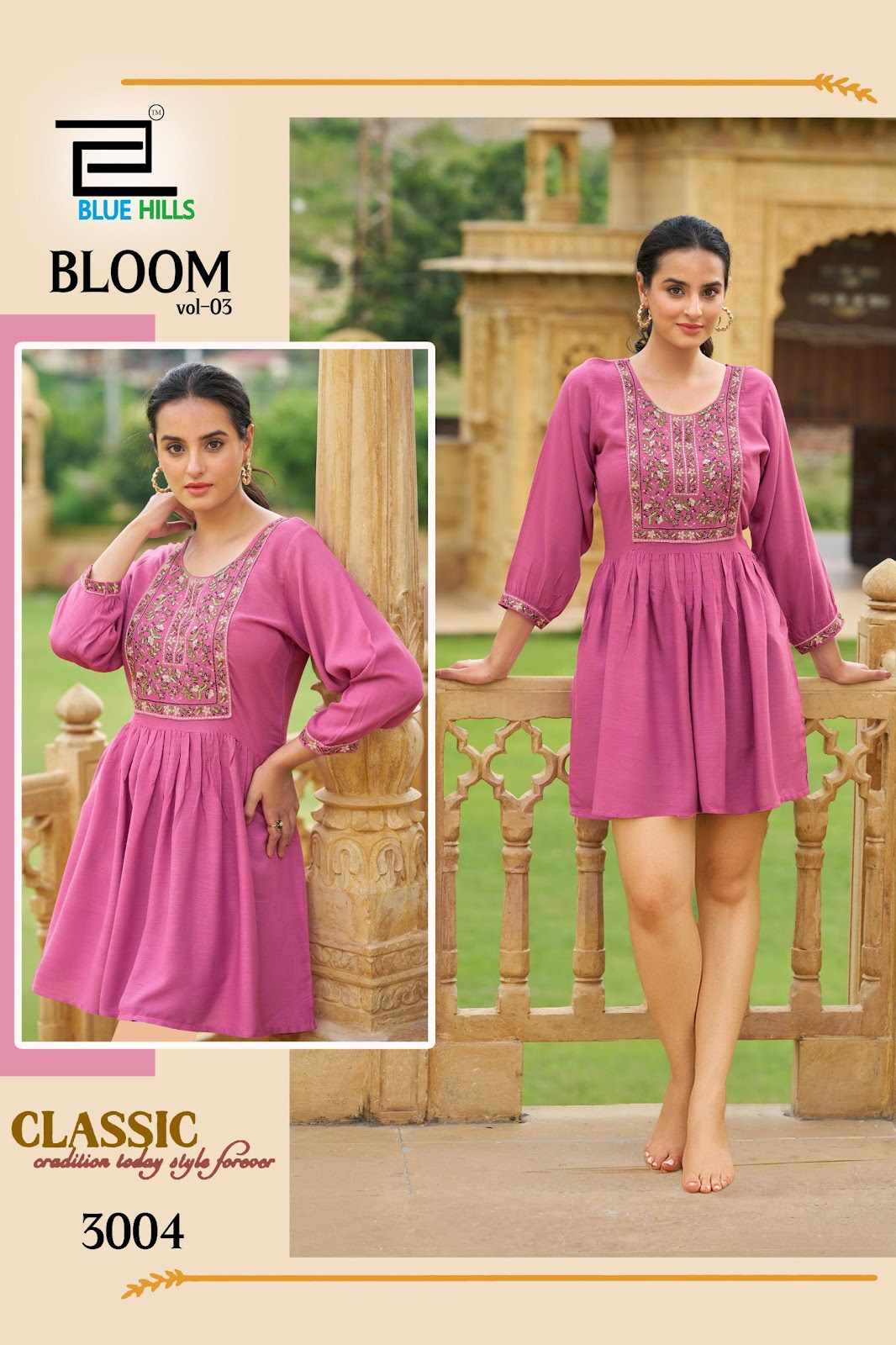 Bloom Vol 3 Blue Hills Rayon Designer Long Top Supplier India