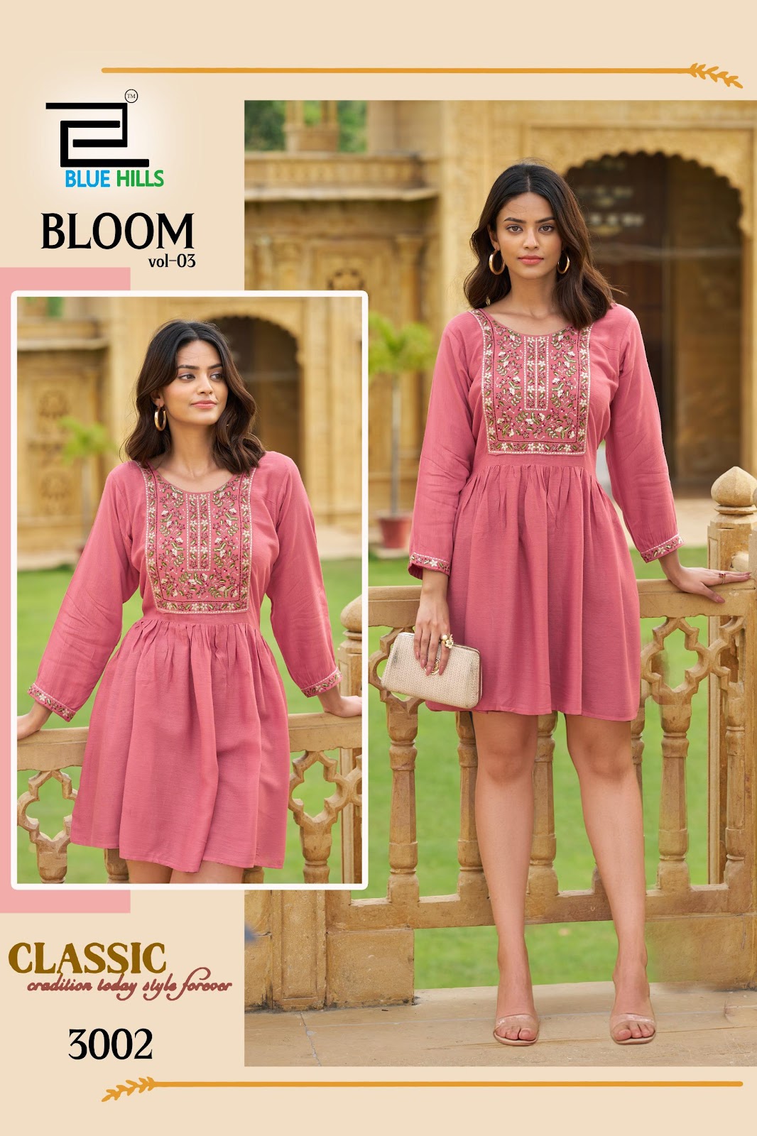 Bloom Vol 3 Blue Hills Rayon Designer Long Top Supplier India