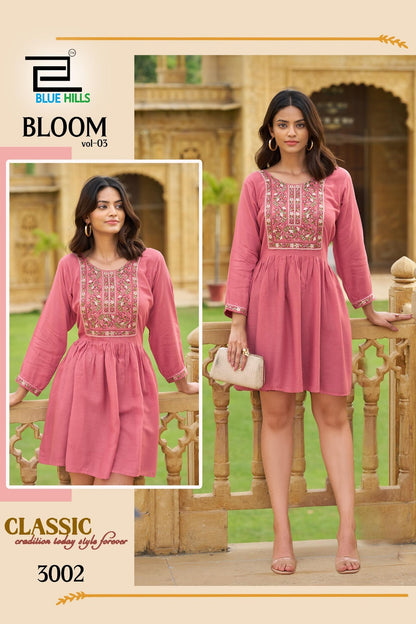 Bloom Vol 3 Blue Hills Rayon Designer Long Top Supplier India